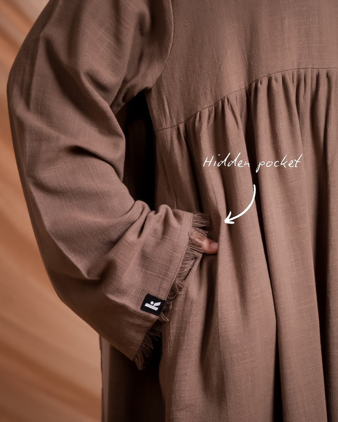 Haya Linen Abaya - Brownie