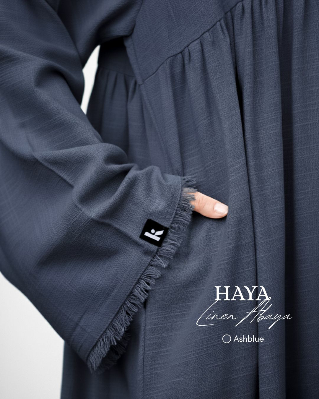 Haya Linen Abaya - Ash Blue