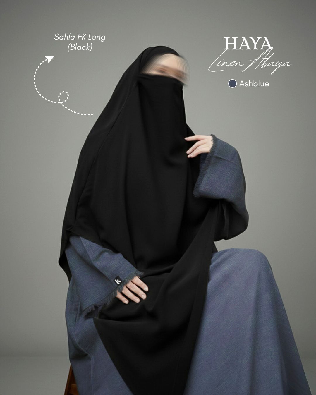 Haya Linen Abaya - Ash Blue