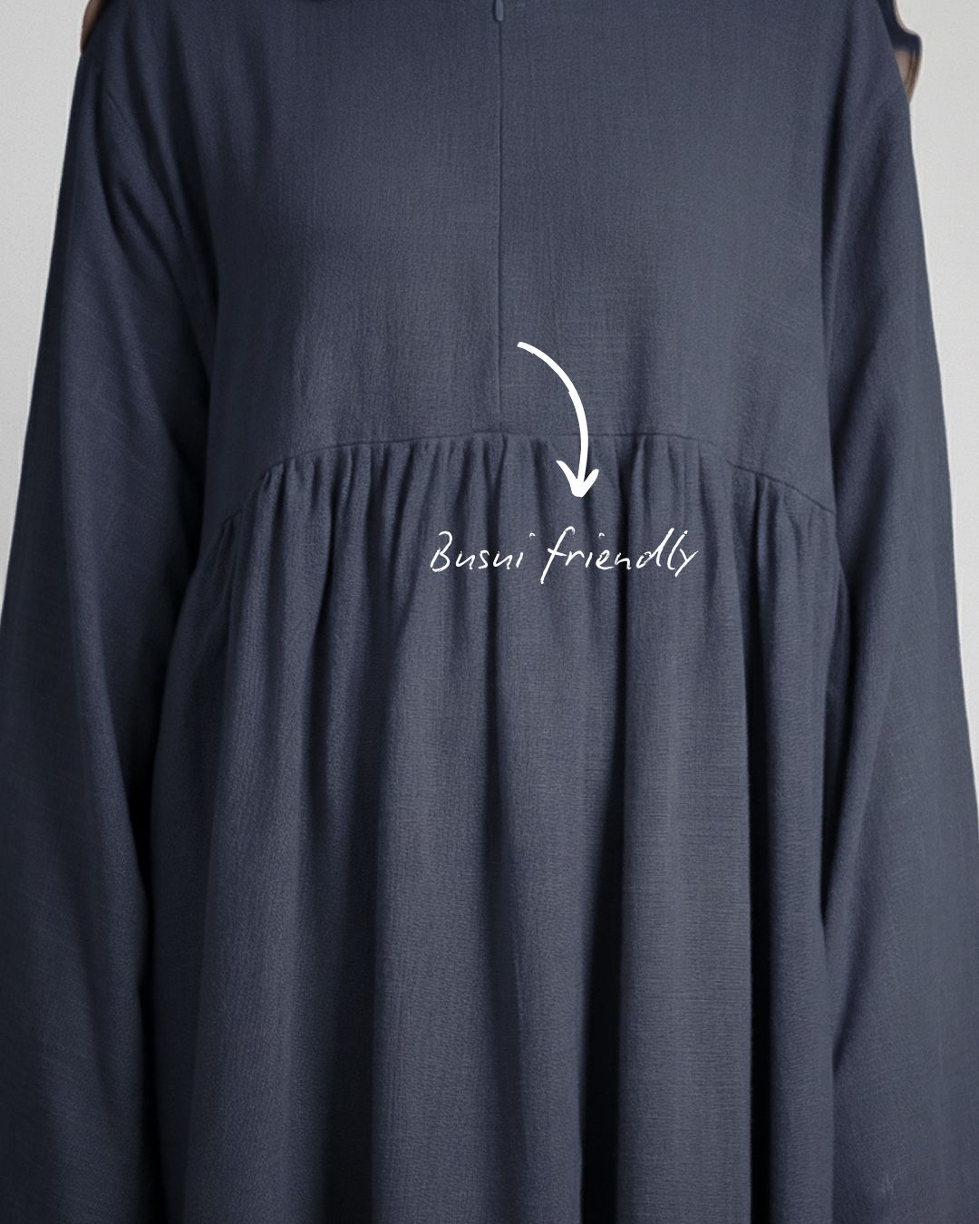 Haya Linen Abaya - Ash Blue