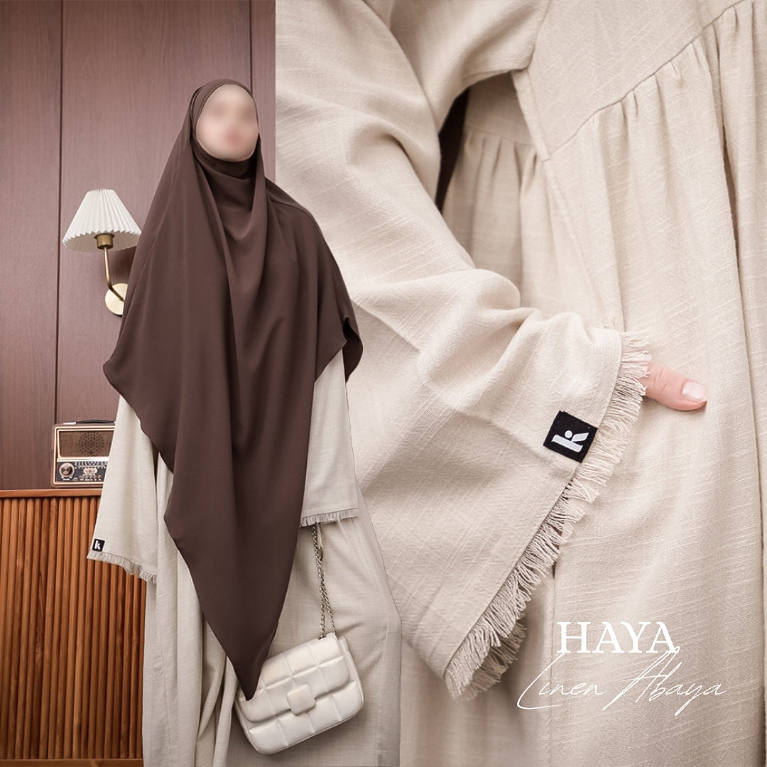 Haya Linen Abaya - ButterCream