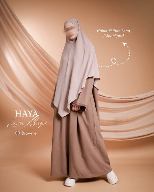 Haya Linen Abaya - Brownie