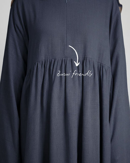 Haya Linen Abaya - Ash Blue