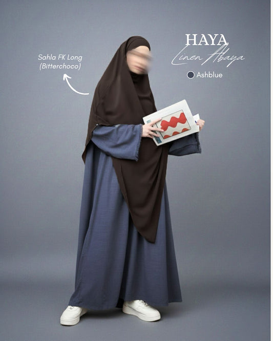 Haya Linen Abaya - Ash Blue
