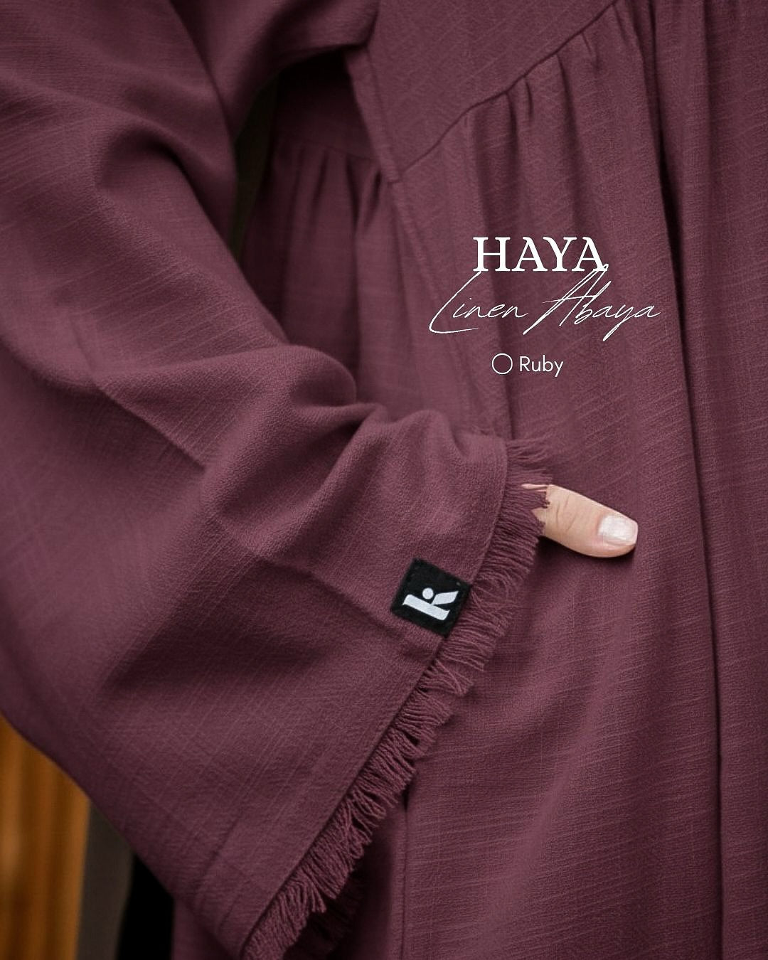 Haya Linen Abaya - Ruby