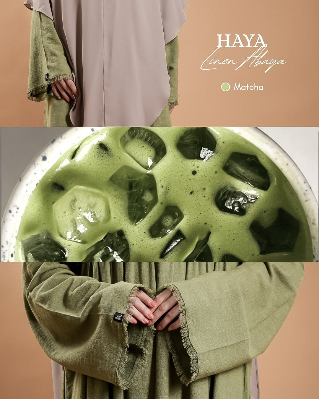 Haya Linen Abaya - Matcha