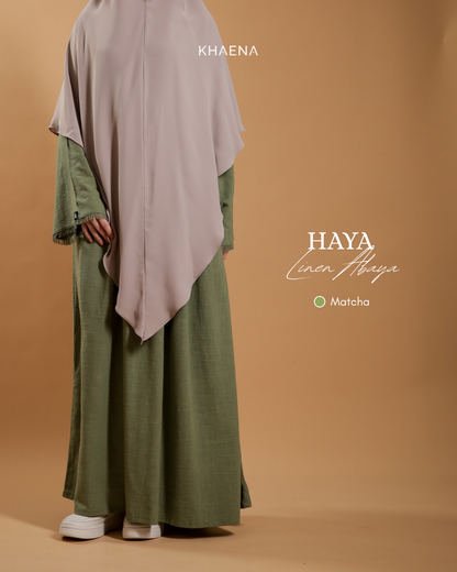 Haya Linen Abaya - Matcha