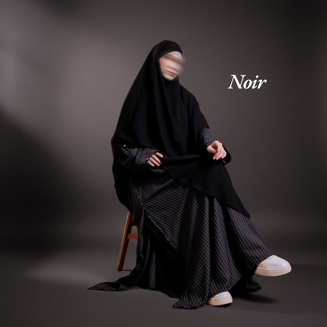Luma Abaya Stripe - Noir