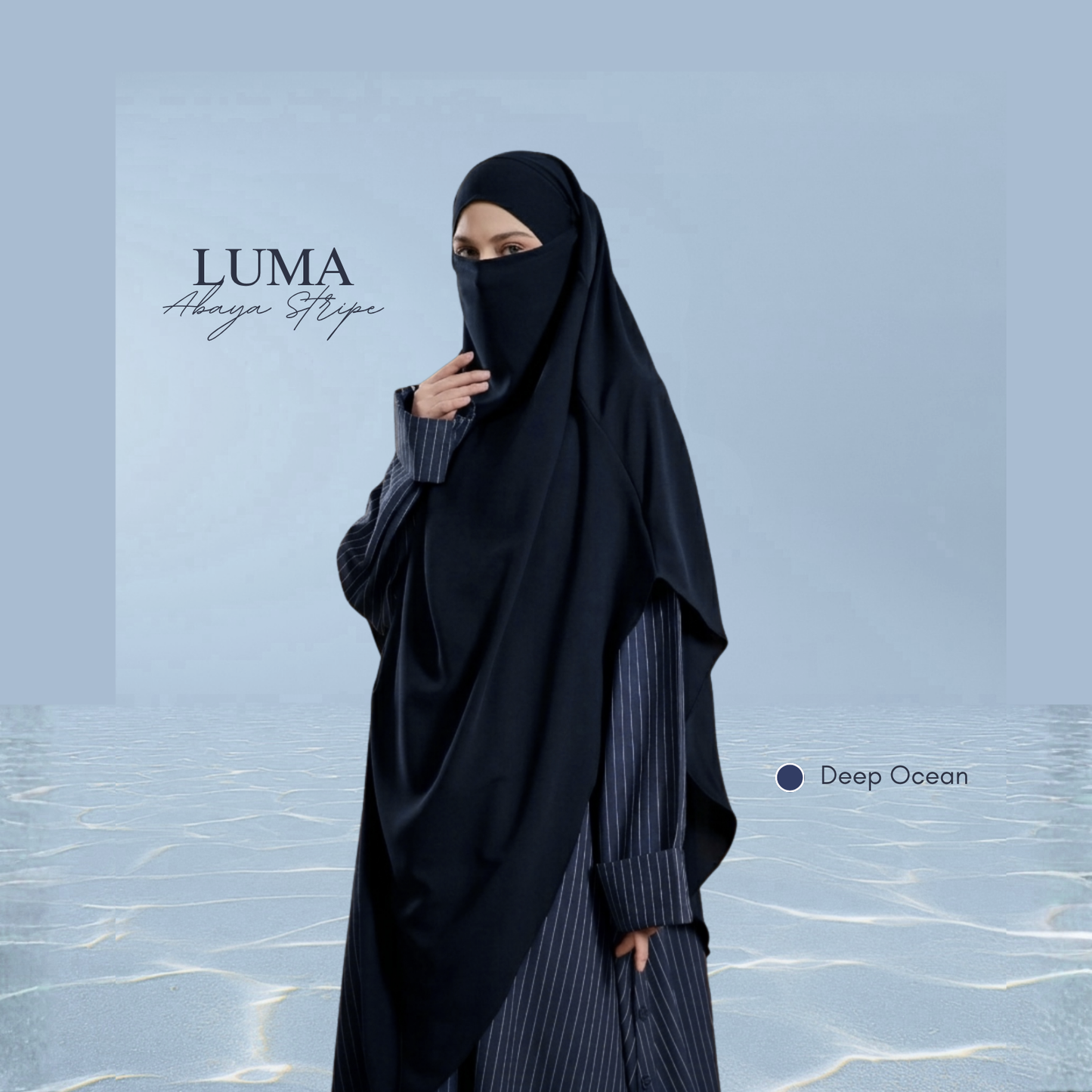 Luma Abaya Stripe - Deep Ocean