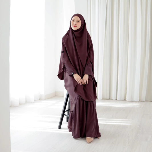 Shafa Abaya - Dark Maroon